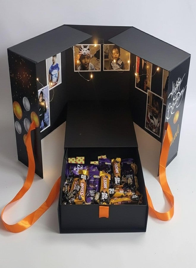 Intactmedia Card Board Surprise Cake Box Gift - Black/Fancy Surprise Cake Box with One Drawer Gift Box with Ribbon | Empty Boxes for Wedding Gift | Anniversary Gift | Corporate Gifting 500g - Image 2